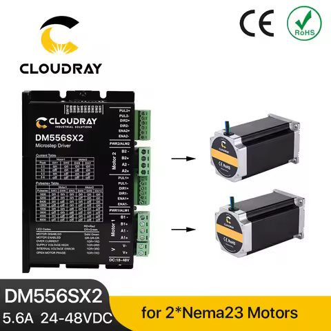 Cloudray Nema 23/24 Stepper Motor Driver DM556SX2 5.6A 24~48VDC for 2pcs Stepper Motor Controller CN