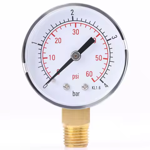 Mini Pressure Gauge TS-50-4bar 0-4bar/0-60psi 1/4" NPT Pressure Gauge Suitable for Air/Oil/Water Med