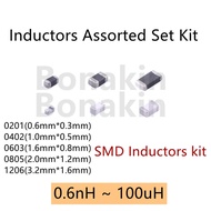 0201 0402 0603 0805 1206 Inductors Assorted Set Kit 2nH 6.8nH 15nH 47nH 68nH 1uH 2.2uH 4.7uH 10uH 22