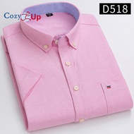 Cozy Up เสื้อเชิ้ตแขนสั้นผู้ชาย Cotton Oxford Spun Thin Casual Slim Solid Color