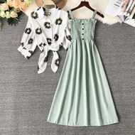 两件套连衣裙Two piece dress set2024新款连衣裙洋气套装裙女夏装新款雪纺衫大摆收腰辣妹裙两件套新款2025.10.20