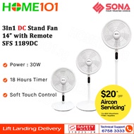 PRE-ORDER (ETA END AUG) Sona 3In1 DC Stand Fan 14" with Remote SFS 1189DC