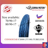 Corva Motor Consostar Tayar Motosikal Tubeless Cs800 [70/90-17, 80/90-17] Bunga Tt100 T-Max Tmax100 