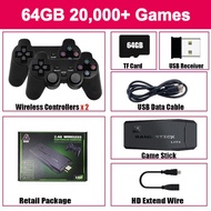 4K เครื่องเล่นวิดีโอเกมเกมแพดควบคุมไร้สายในตัว20000 + เกม64G เครื่องเล่นเกมมือถือย้อนยุค HD Joypad สำหรับจอสัมผัสทีวี