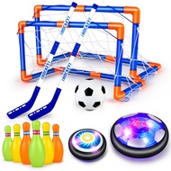 Hover Soccer Ball for Kids, 4-In-1 Air Floating Soccer Toy Set, Rechargeable Hover Soccer & Hockey B