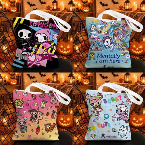 Japanes T-Tokidoki Cute Storage Bags Durable Canvas Tote Bag - Large Capacity Double-Sided Printed S