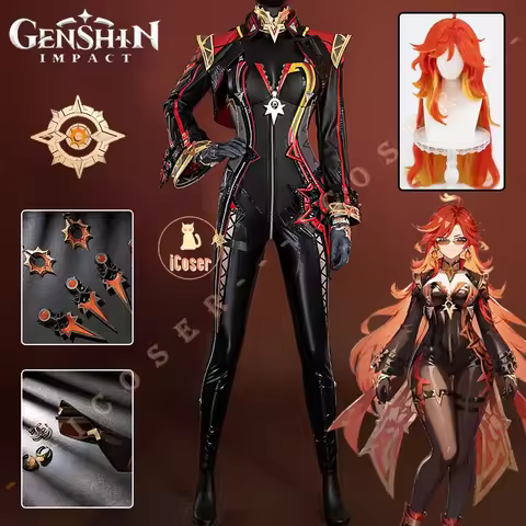 Genshin Impact Mavuika Cosplay Costume Wig Uniform Earrings Sunglasses Pyro Archon Natlan God of War