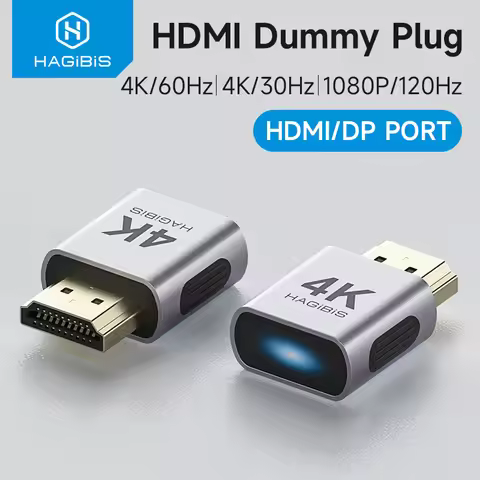 Hagibis 4K HDMI Dummy Plug DisplayPort EDID Emulator Plug Headless Adapter Virtual Display Emulator 