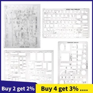 Drafting Tools and Ruler Shapes for Architecture - Set of 3 for House Plan Furniture Kitchen, Buildi