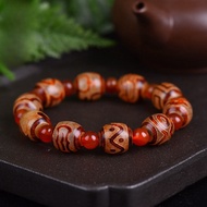 Natural Agate Dzi Bracelet, Large Dzi Beads Dzi Beads Agate Bracelet, Simple Natural Stone Bracelet,