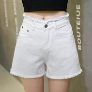 Flash high waist denim shorts woman summer Korean students relaxed wide leg thermal Pant slim holes