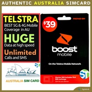 Boost Mobile Telstra 50GB Data Call SMS Prepaid Physical SIM Card Australia eSIM Best Coverage 5G 4G