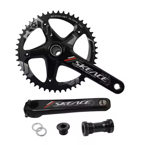 SKEACE Track Bike Crankset, 165mm 48T Fixed Gear, Round Fixie Crank for Bicycle Aluminium Alloy 144B