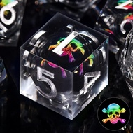 7 Die DND Dice Set 7 Pieces Colourful Skull Dice DND Resin Role Playing D and D Dice D20 D12 D10 D8 