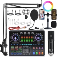 48V Mixer Studio Equipment Sound Card Sound Card Microphone Suitable for Portable Live Dj20 with 9UO