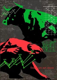 Nghệ thuật thị trường chứng khoán Bull và Bear Phố Wall Crypto | Tranh in Canvas Bulls Vs Bears | Tr