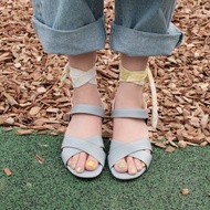 任意雙層綁帶! 寫一首歌交叉涼鞋 藍×渲染繫帶 -春光乍洩