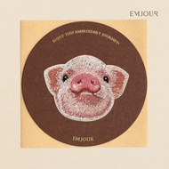 EMJOUR Embroidery Sticker Card-Piglet | Animal Souvenir Gift Zoo Card Bag Decoration Phone Case