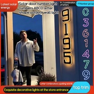 Solar house number letter light LED number 0-9 and ABCD personalized house number 3D luminous font d