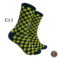 Oldschool Checkerboard Socks navy Yellow - Series C - (FC) No. C11