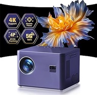 Projector 4K [Electric Focus & 6D/4P Keystone Correction & Zoom] Supported, 5G WiFi Two-Channel Blue