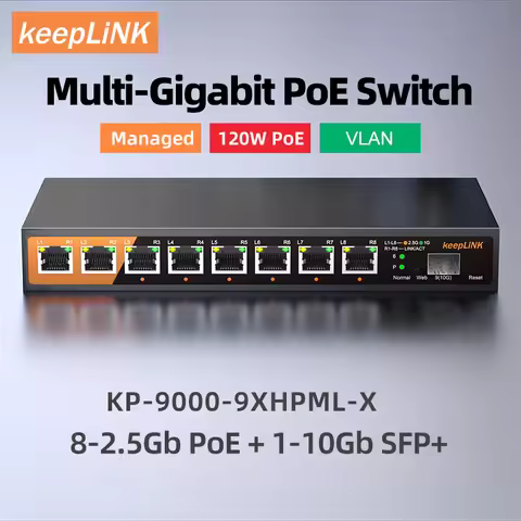 KeepLink 9-Port Multi-Gigabit Managed Switch with 8-2.5Gbps PoE and 1-10Gb SFP+ Uplink