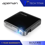 APEMAN M4 DLP Mini Pocket Projector 1080P With 100” Display Built-In Rechargeable Battery HDMI Input