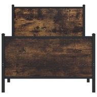 Rangka Katil Logam Vidaxl Tanpa Tilam, Oak Asap, 75x190 Cm