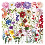 50Pcs/Set ✿ Flowers Garden Series 02 PET Stickers ✿ Waterproof DIY Fashion Kids Rewards Stickers