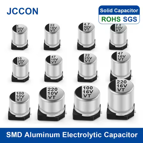 50Pcs JCCON SMD Aluminum Electrolytic Capacitor 6.3V 10V 16V 25V 35V 50V 100V 0.47UF 1UF 10UF 22UF 6