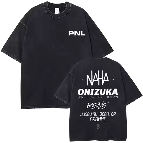 Washed Vintage French Rap Band PNL Album Le Monde Chico Graphic Tshirt Men Women Hip Hop Casual Over