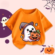 Happy Halloween Ghost Pumpkin Print T-shirt Trick or Treat Cotton Crew Neck Short Sleeve Unisex Top 