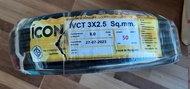 ICON สายไฟทองแดง VCT 3x2.5 ความยาว50เมตร สายไฟกลมดำ  สายไฟ มอเตอร์ กำลังไฟโรงงาน ใช้ไฟสูง