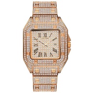 HIP HOP Gold Watch Men Watch Famous Top Brand Luxury Iced Out Male Quartz Watchs Square Diamond Cale