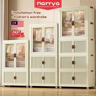 Installation-Free Kid Double Door Wardrobe Almari Baju Children's Wardrobe Baby Storage Cabinet Locker Foldable Storage