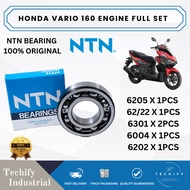 HONDA VARIO 160 NTN ENGINE BEARING SET X 6PCS MOTOR BEARING - 6205 62/22 6301 6004 6202