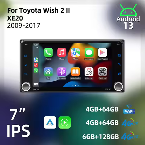 Car Multimedia Radio 2Din Wireless Carplay Android for Toyota Wish2 Wish 2 II XE20 2009-2017 7" Scre