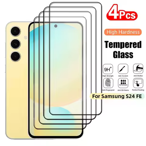 4Pcs For Samsung S24 FE Glass Samsung Galaxy S24 FE Tempered Glass 9H Protective Full Cover Glue Scr
