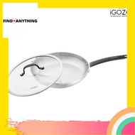 [ LOCAL READY STOCKS ] iGOZO 28CM ELITE 304 STAINLESS STEEL FRYPAN + GLASS LID KUALI GORENG DAPUR COOKWARE KITCHENWARE