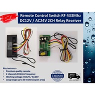 Auto gate Door Wireless Remote Control Switch RF 433Mhz DC12V / AC24V 2CH Relay Receiver