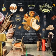 Custom Blackboard Bread Bakery Wallpaper Cake Dessert Shop Restaurant Background Wall Paper Industri