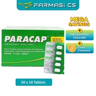 Paracap Paracetamol 500mg 50 x 10 Tablets EXP: 02/2028 [ Farmasi CS ]