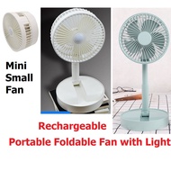 Mini Portable Foldable Adjustable Cordless Fan USB Rechargeable Fan with Lamp Night Light Usb Rechargeable Small Fan