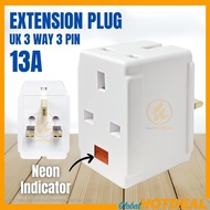 [1PC] ME 3 WAY Adaptor 13A 3 PIN ADAPTER 7387 EXTENSION PLUG Multi Socket UK Plug Design UK Electric