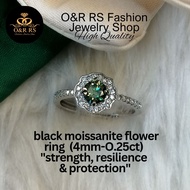 O&R RS black moissanite flower ring (4mm-0.25ct)
