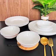 IVORY WHITE 🌼 12pcs Starter Opal Dinner Set Giacomo Opal Glass Buffet Plates Bowls Opal Dining Set