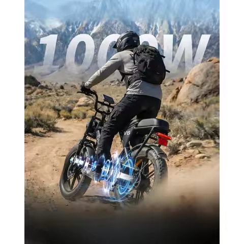Peak 1000W Electric Bike 31MPH 30AH Removable Battery 20" Fat Tire 7-Speed Dual Disc Brakes, Custom