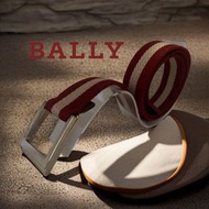 🇨🇭 瑞士BALLY 巴利｜經典紅白紅帆布腰帶·皮帶Size:85/34#二手