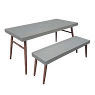 水泥餐桌長凳組 假厚7公分 胡桃木實木腳 可訂製 CU110 CU11 MIT