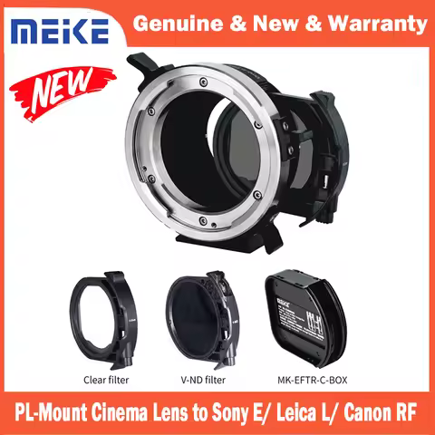 Meike VND Drop-in Filter Manual Focus Mount Adapter for ARRI PL-Mount Cine Lens to Sony E Leica L Ca
